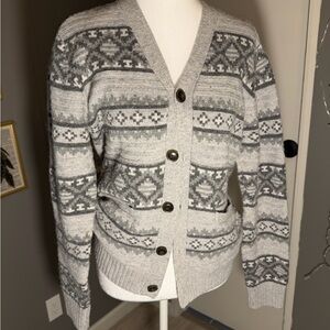 Aeropostale Charcoal and Light Gray Patterned Cardigan